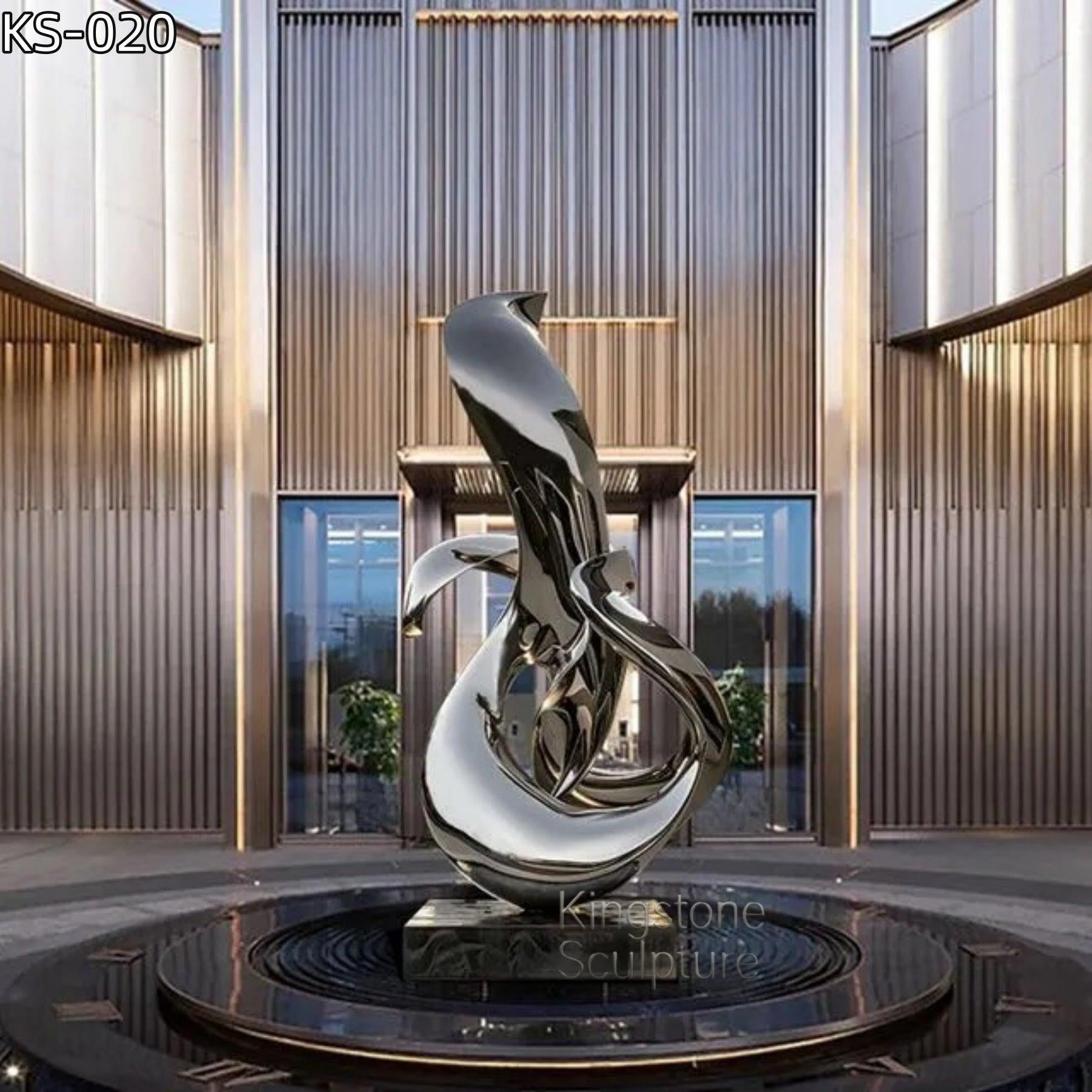KS - 020 Modern Mirror Stainless Steel Abstract Flame Sculpture - Kingstone Sculpture