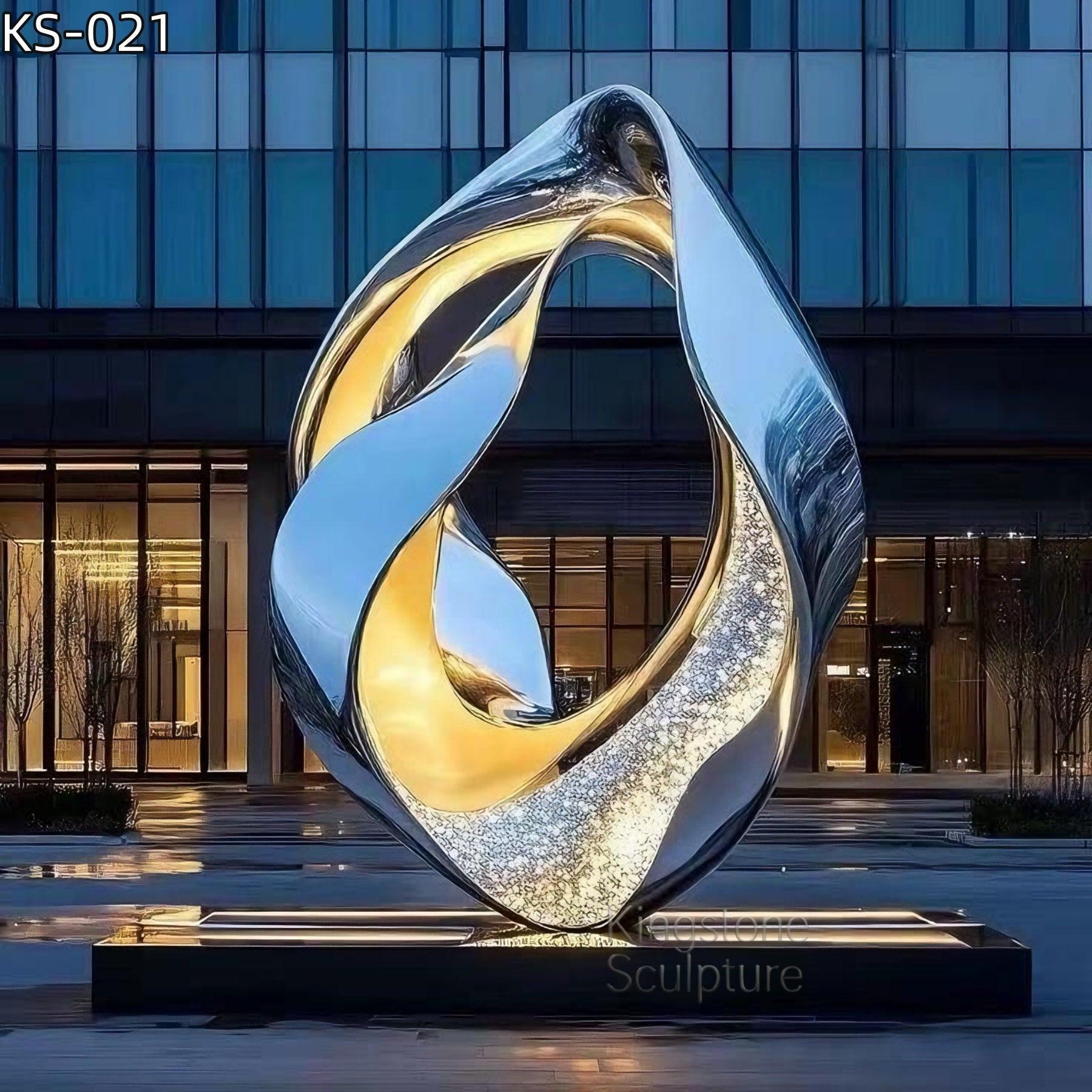 KS - 021 Contemporary Mirror Stainless Steel Abstract Möbius Orbital Sculpture - Kingstone Sculpture