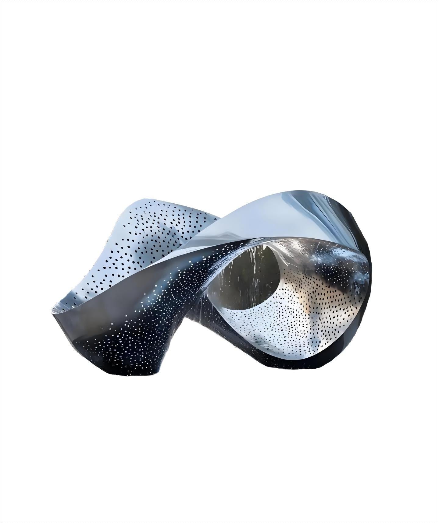 KS - 027 Modern Mirror Stainless Steel Perforated Ribbon Sculpture - Kingstone Sculpture