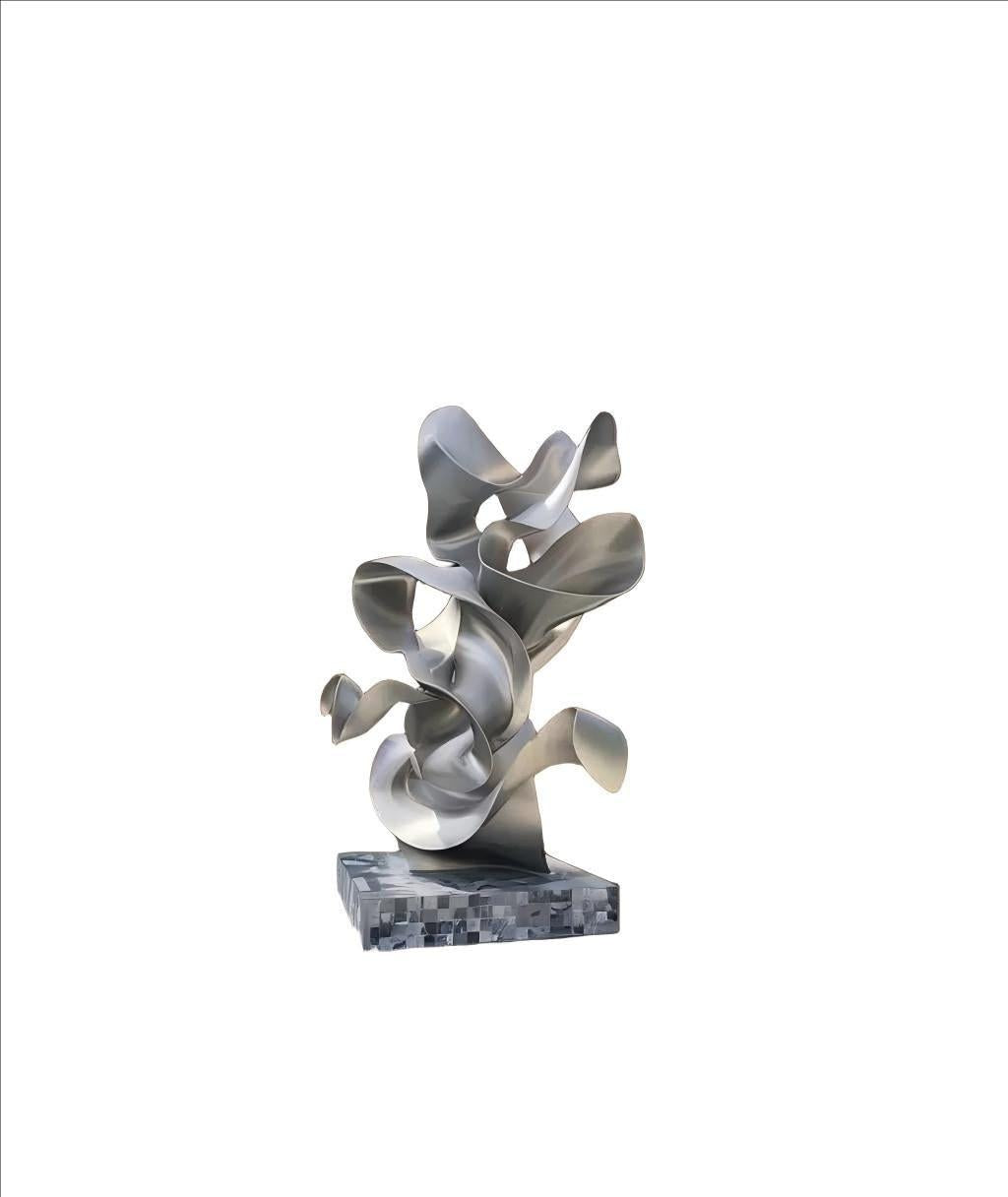 KS - 037 Modern Brushed Stainless Steel Abstract Rising Ribbon Sculpture - Kingstone Sculpture