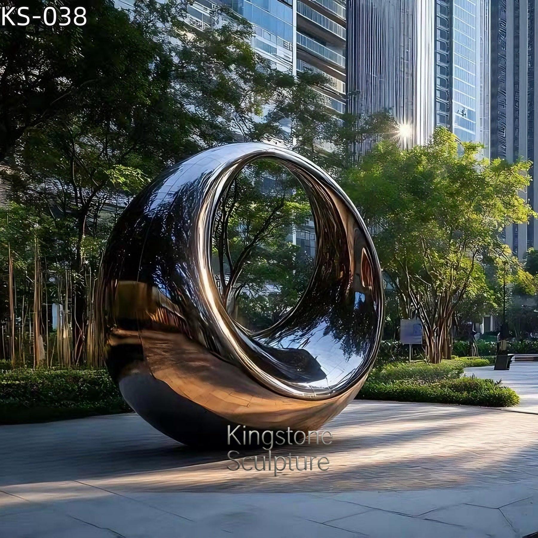 KS - 038 Modern Painted Stainless Steel Hollow Ring Sculpture - Kingstone Sculpture