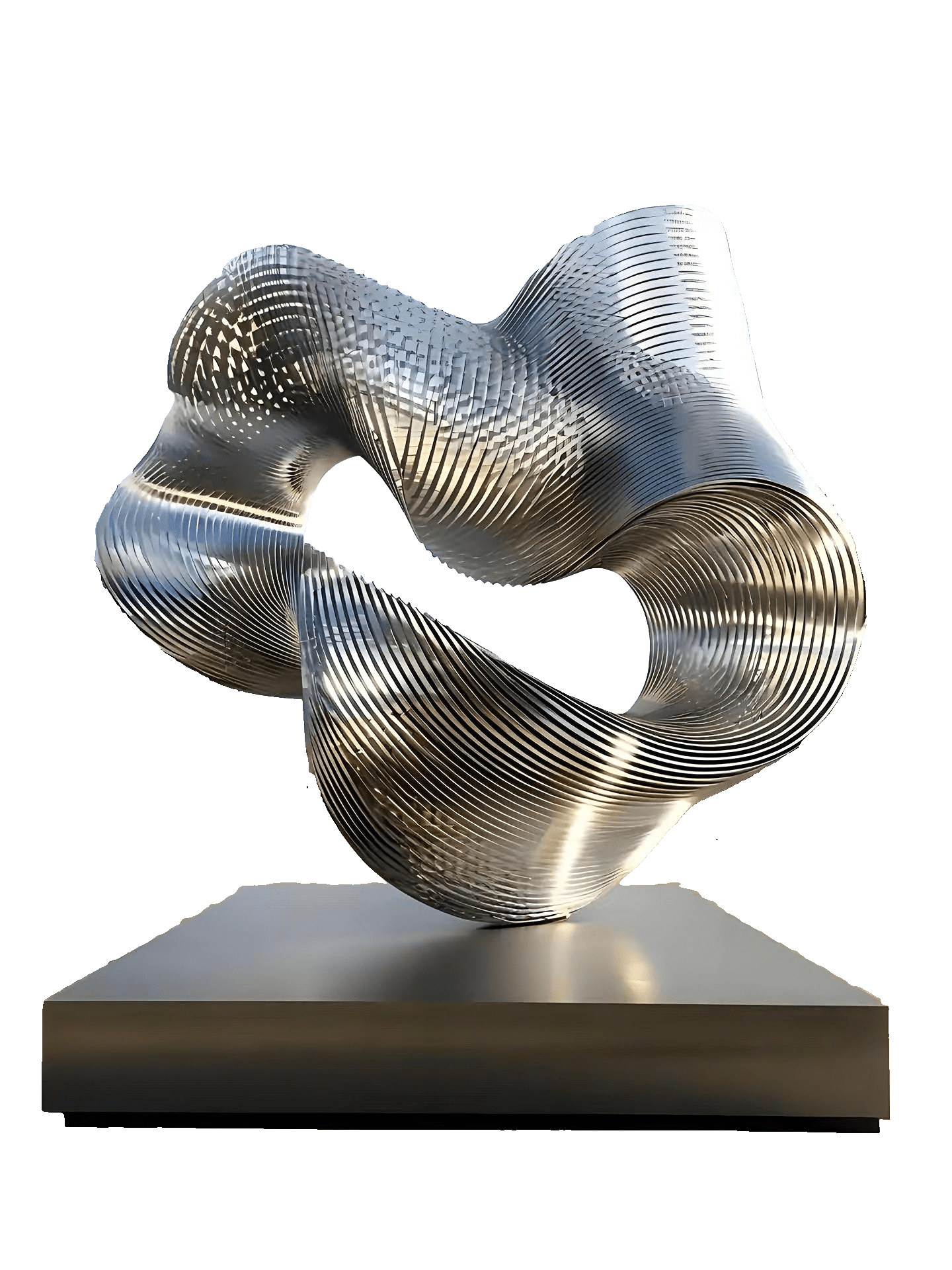 KS - 043 Modern Brushed Stainless Steel Abstract Slatted Loop Sculpture - Kingstone Sculpture