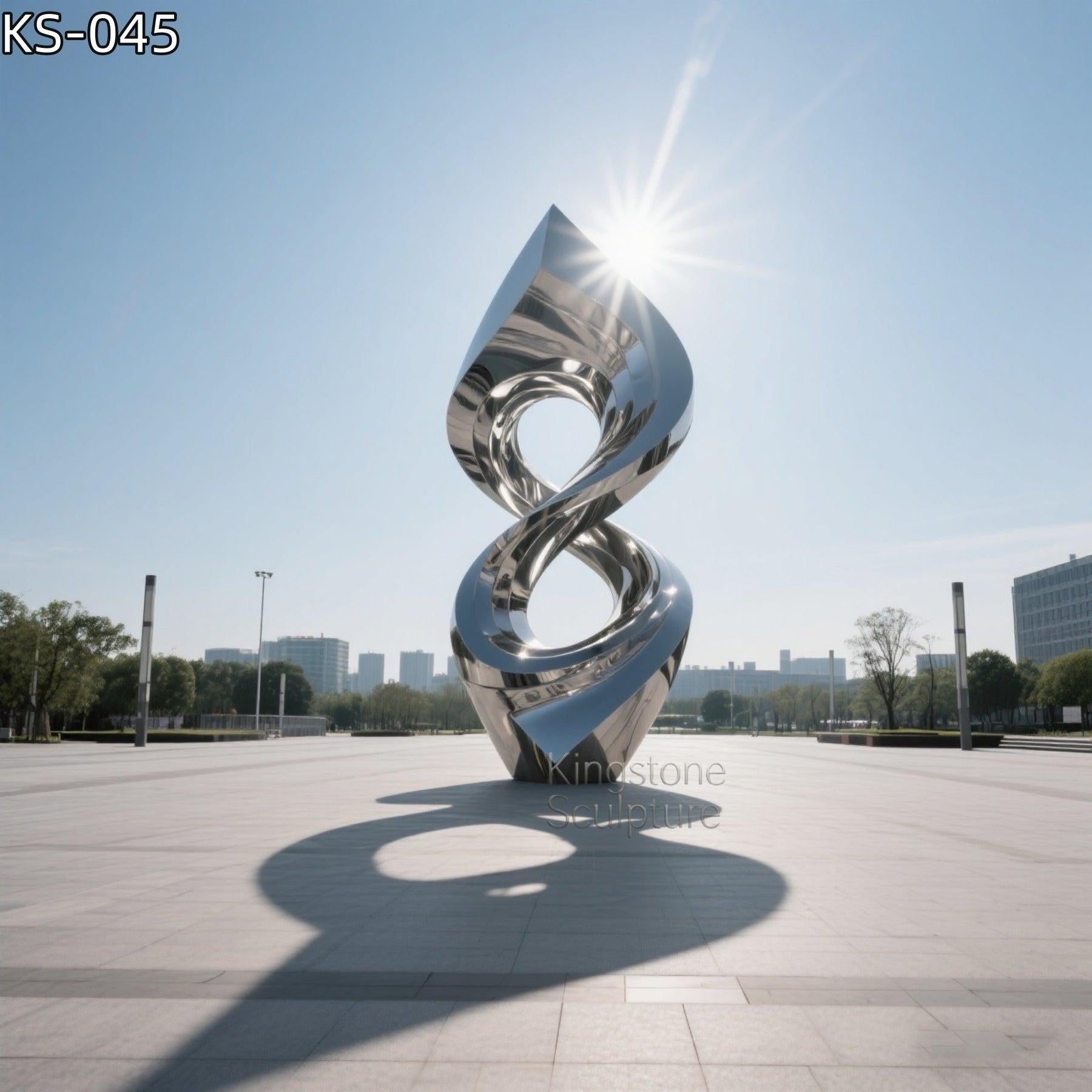 KS - 045 Modern Mirror Stainless Steel Abstract Infinity Twist Sculpture - Kingstone Sculpture