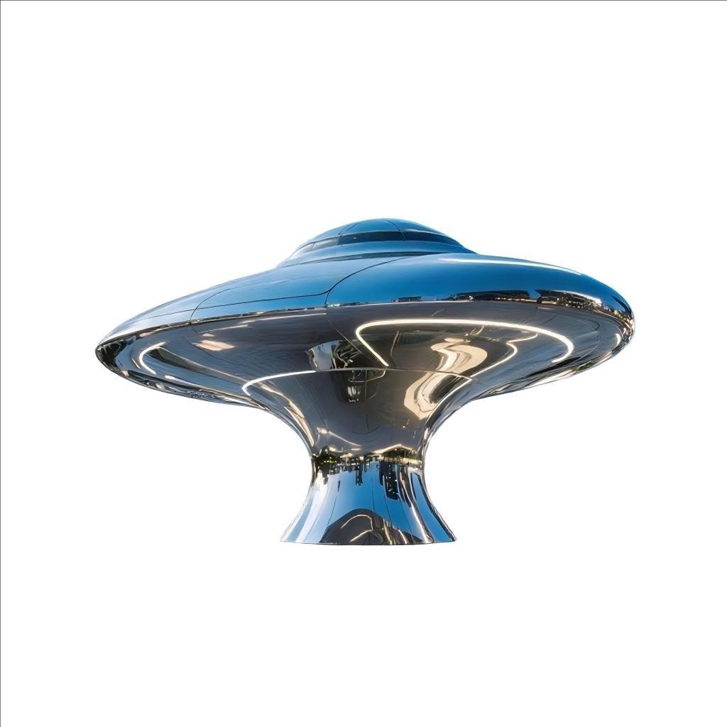 KS - 046 Modern Mirror Stainless Steel Futuristic UFO Architectural Sculpture - Kingstone Sculpture