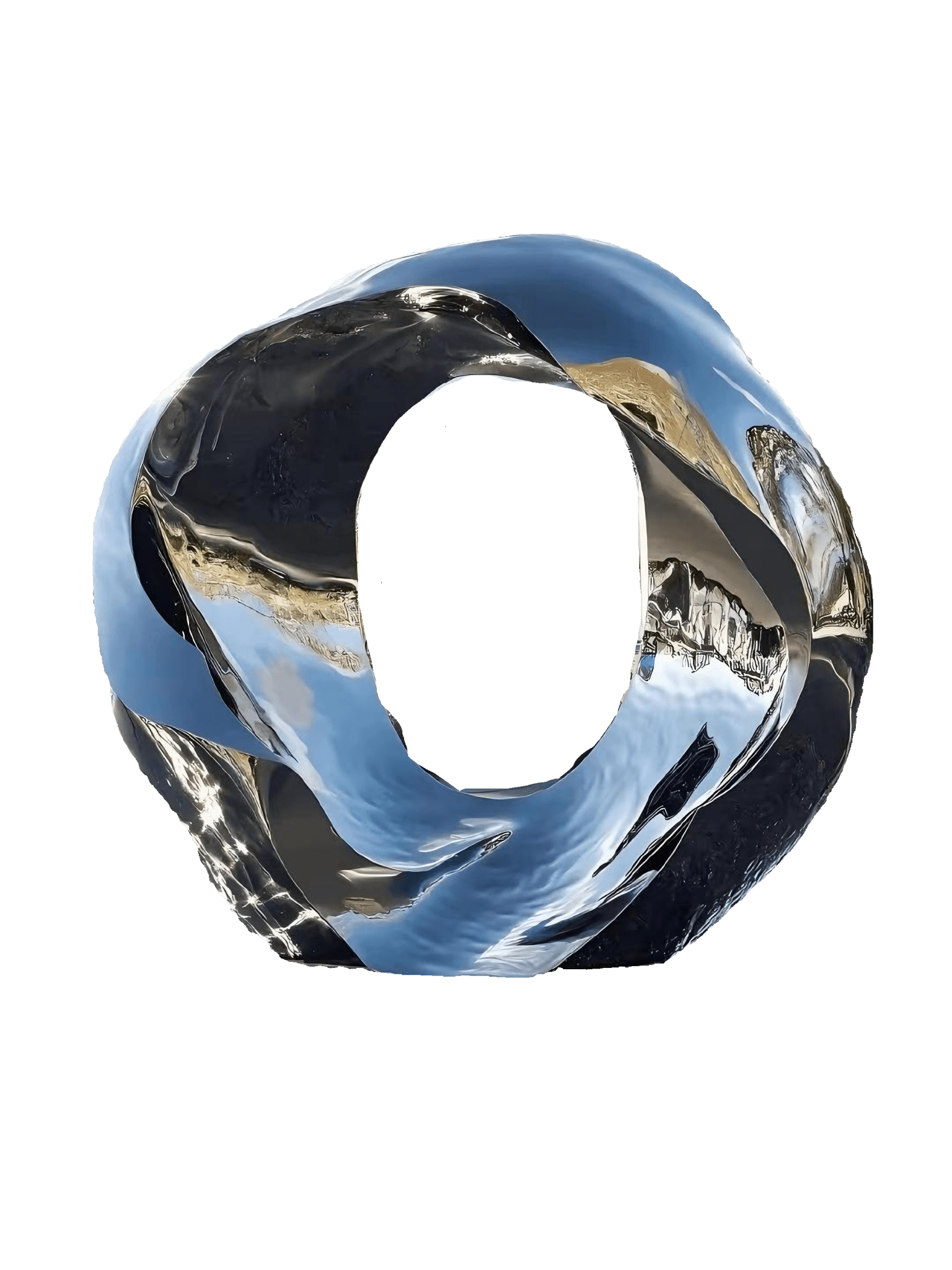 KS - 050 Modern Mirror Stainless Steel Abstract Torus Orb Sculpture - Kingstone Sculpture