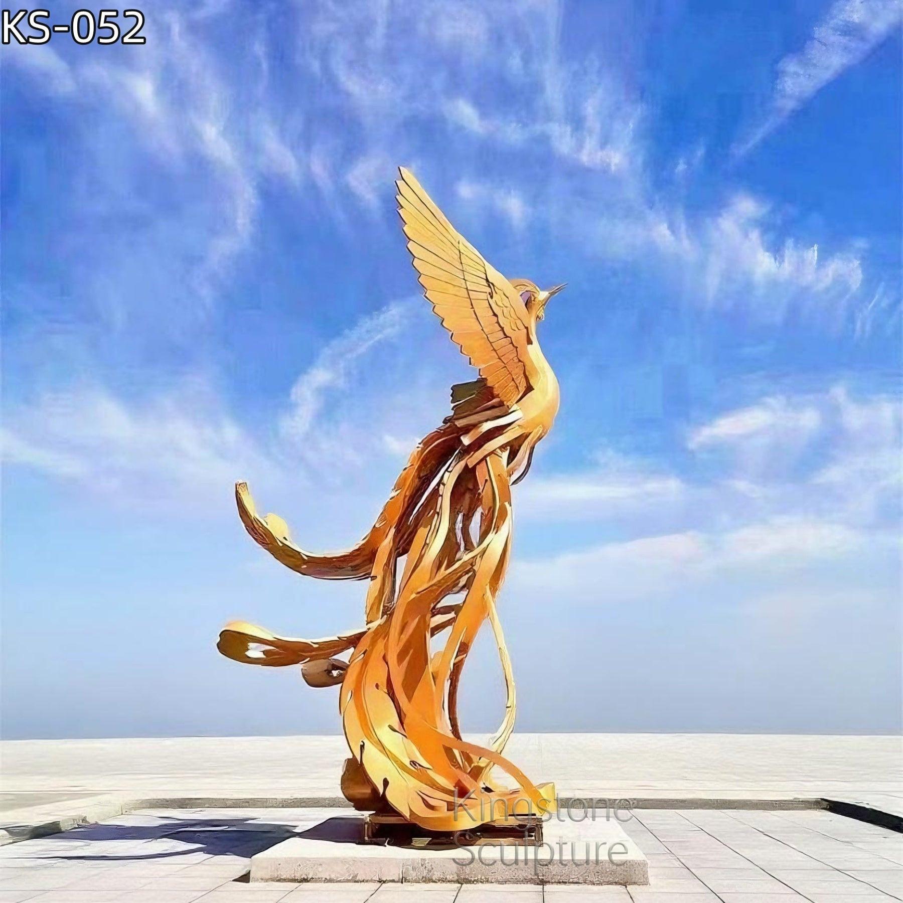 KS - 052 Majestic Painted Stainless Steel Phoenix Rising Sculpture - Kingstone Sculpture