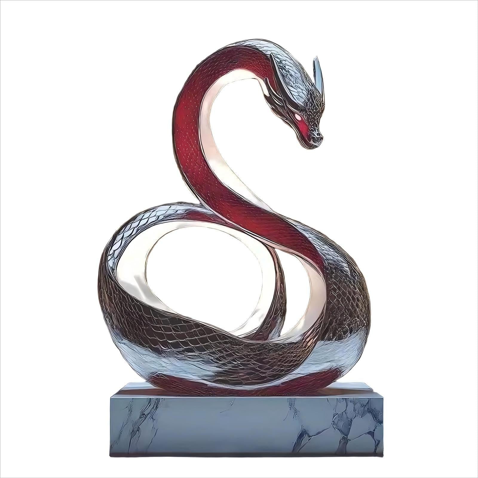 KS - 053 Majestic Painted Stainless Steel Dragon Infinity Sculpture - Kingstone Sculpture
