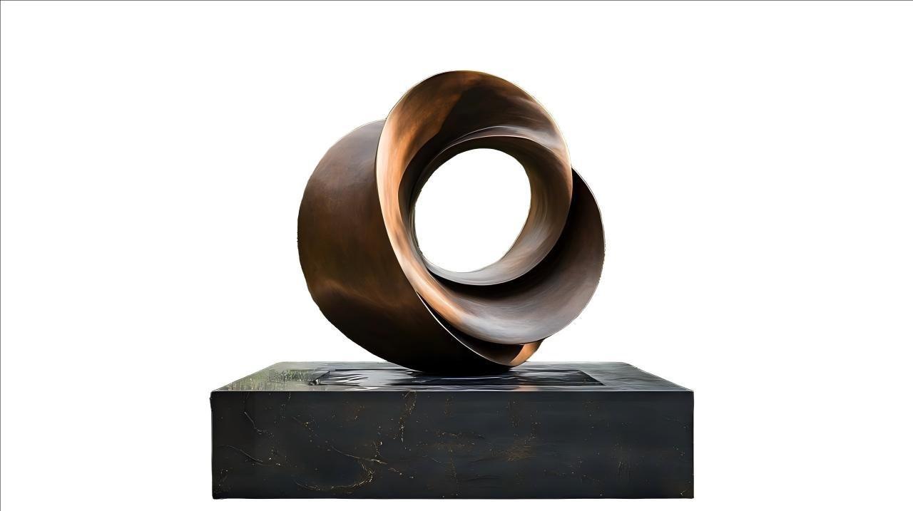 KS - 061 Modern Brushed Bronze - Finish Stainless Steel Infinity Annulus Sculpture - Kingstone Sculpture