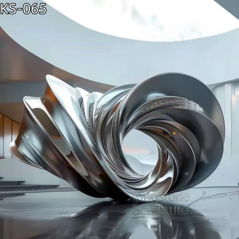 KS - 065 Modern Mirror Stainless Steel Horizontal Vortex Sculpture - Kingstone Sculpture