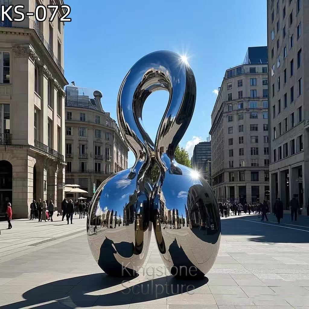 KS - 072 Modern Mirror Stainless Steel Abstract Loop Monolith Sculpture - Kingstone Sculpture