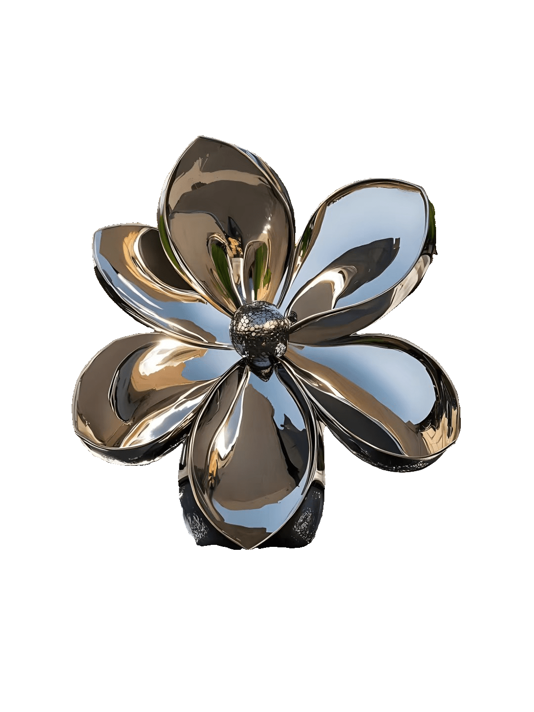 KS - 078 Modern Mirror Stainless Steel Grand Botanical Blossom Sculpture - Kingstone Sculpture