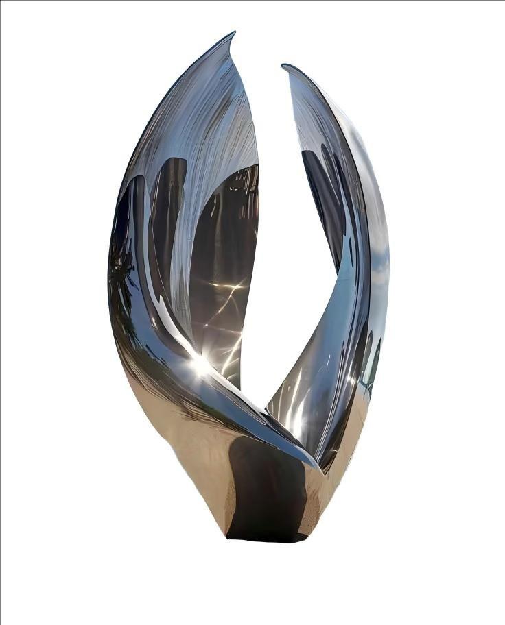 KS - 081 Modern Mirror Stainless Steel Abstract Soaring Petals Sculpture - Kingstone Sculpture