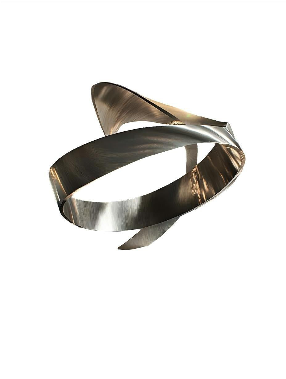 KS - 086 Modern Mirror Stainless Steel Oblique Infinity Ring Sculpture - Kingstone Sculpture