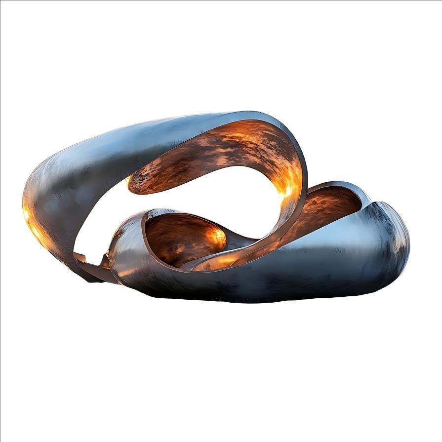 KS - 088 Modern Mirror Stainless Steel Abstract Undulating Monolith Sculpture - Kingstone Sculpture