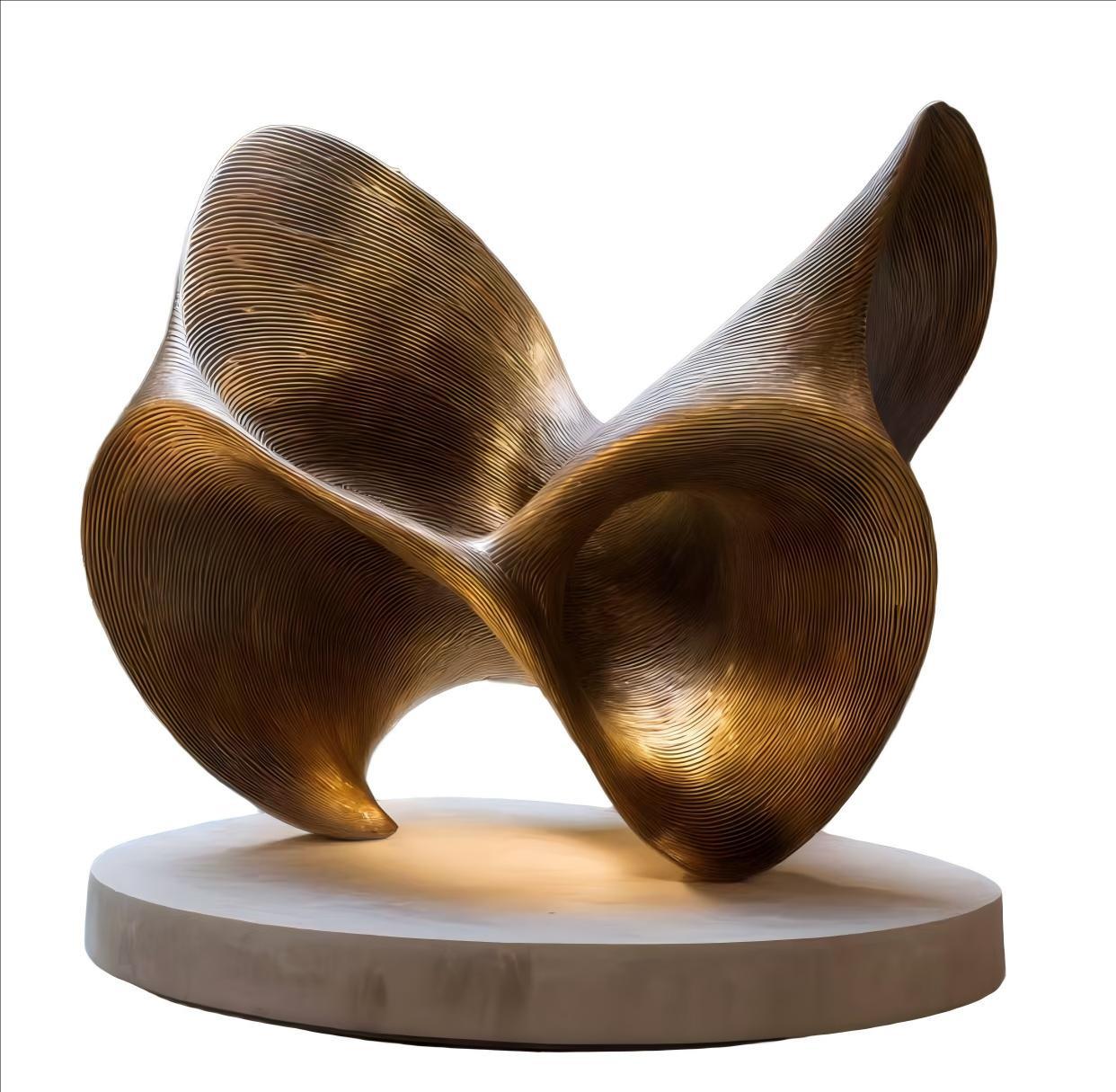 KS - 092 Modern Brushed Bronze - Finish Biomorphic Abstract Sculpture - Kingstone Sculpture