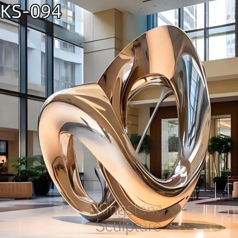 KS - 094 Modern Gold Mirror Stainless Steel Abstract Möbius Infinity Sculpture - Kingstone Sculpture