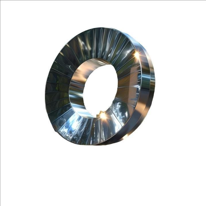KS - 100 Modern Mirror Stainless Steel Fluted Ring Torus Sculpture - Kingstone Sculpture