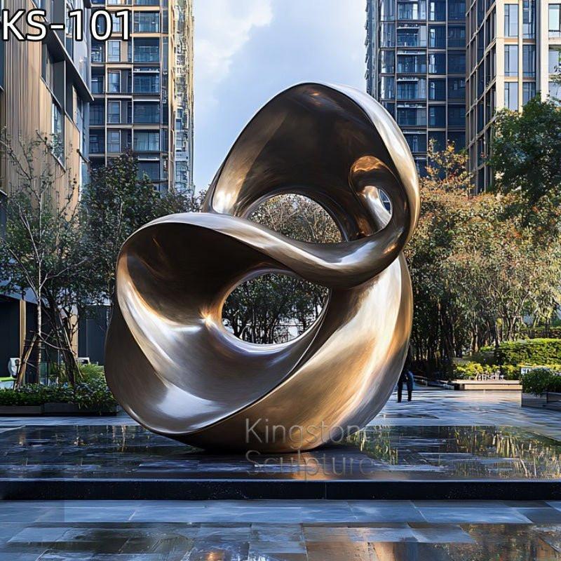 KS - 101 Modern Bronze Mirror Stainless Steel Biomorphic Loop Sculpture - Kingstone Sculpture