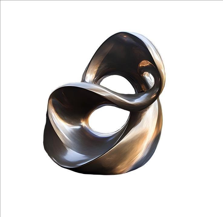 KS - 101 Modern Bronze Mirror Stainless Steel Biomorphic Loop Sculpture - Kingstone Sculpture