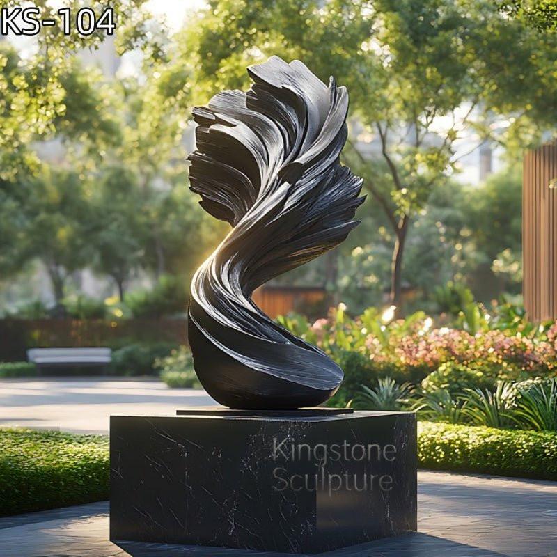 KS - 104 Modern Brushed Black Stainless Steel Dynamic Flow Sculpture - Kingstone Sculpture
