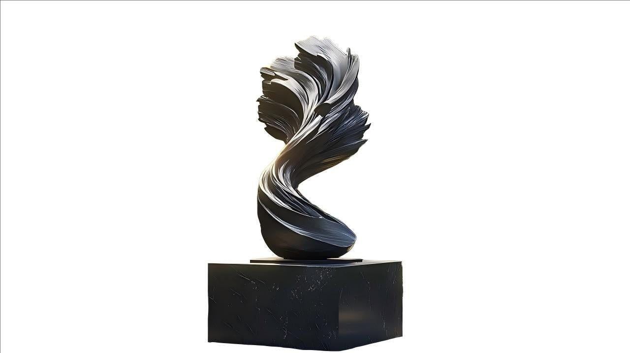 KS - 104 Modern Brushed Black Stainless Steel Dynamic Flow Sculpture - Kingstone Sculpture