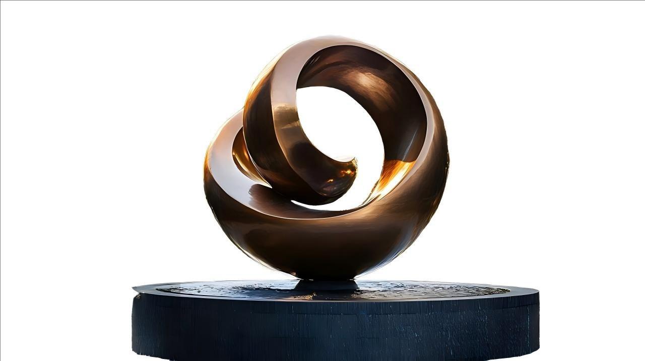 KS - 105 Modern Painted Stainless Steel Orbital Spiral Sculpture - Kingstone Sculpture