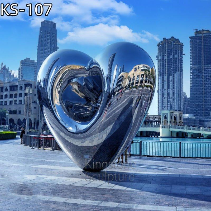 KS - 107 Modern Mirror Stainless Steel Monumental Heart Sculpture - Kingstone Sculpture