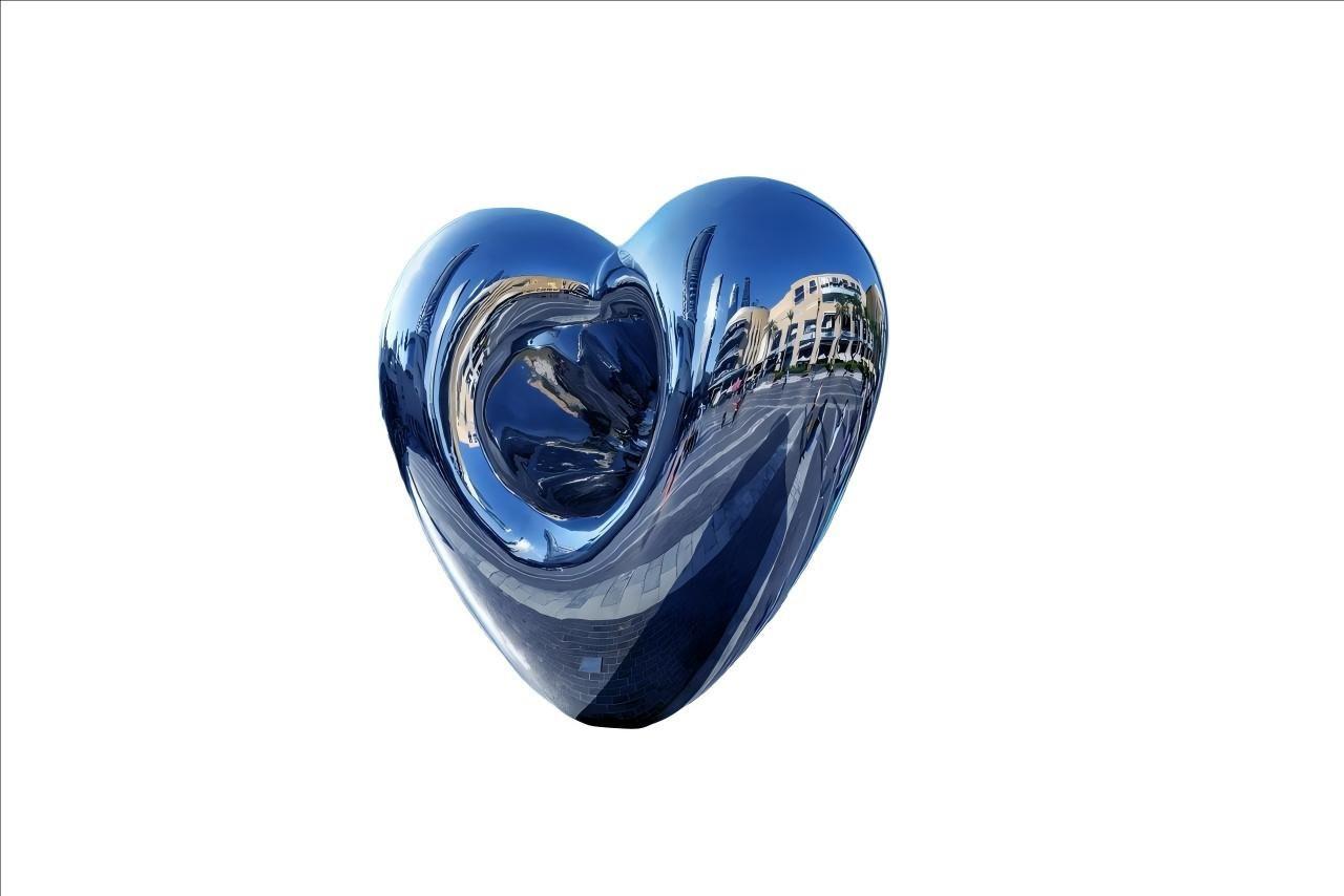 KS - 107 Modern Mirror Stainless Steel Monumental Heart Sculpture - Kingstone Sculpture