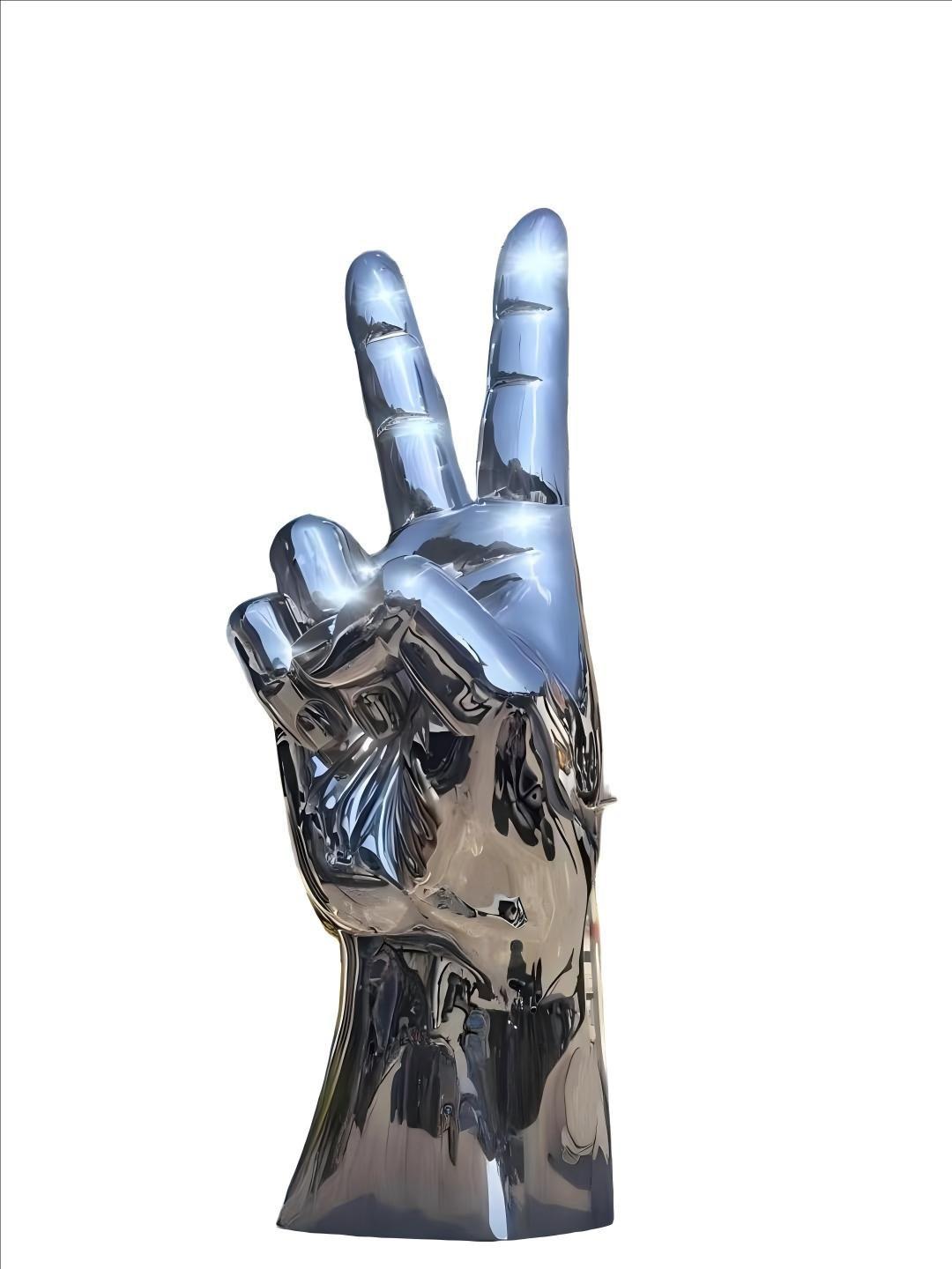 KS - 108 Modern Mirror Stainless Steel Monumental Victory Hand Sculpture - Kingstone Sculpture