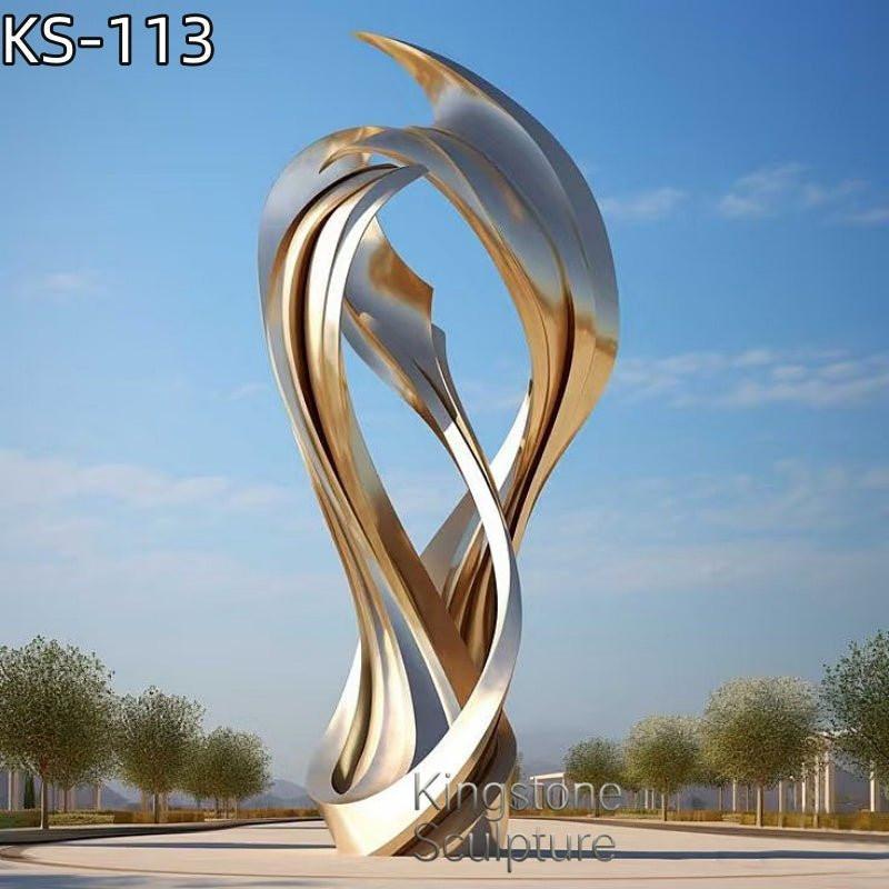 KS - 113 Monumental Painted Stainless Steel Abstract Ribbon Sculpture - Kingstone Sculpture