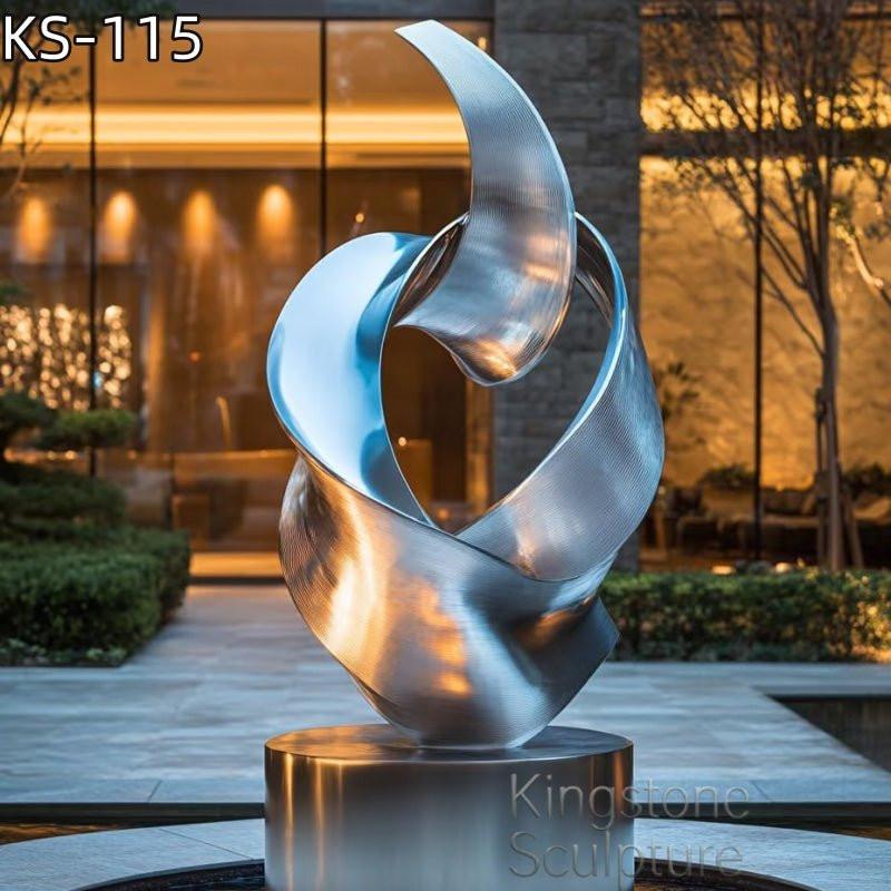 KS - 115 Modern Brushed Stainless Steel Dynamic Twist Sculpture - Kingstone Sculpture