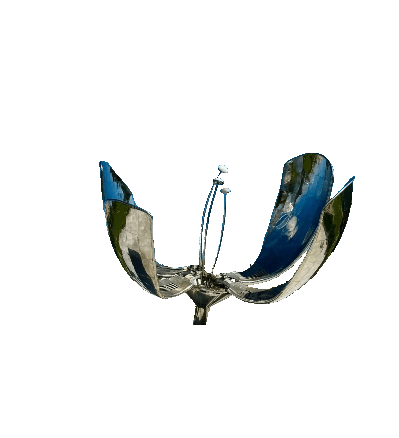 KS - 134 Modern Mirror Stainless Steel Monumental Opening Blossom Sculpture - Kingstone Sculpture