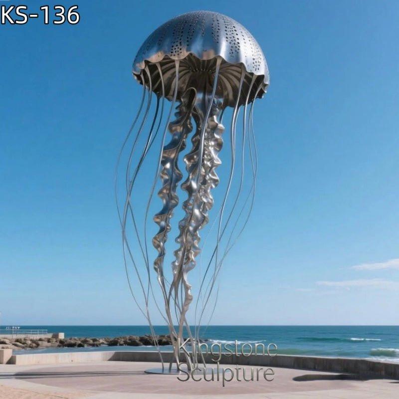KS - 136 Modern Mirror Stainless Steel Monumental Jellyfish Sculpture - Kingstone Sculpture