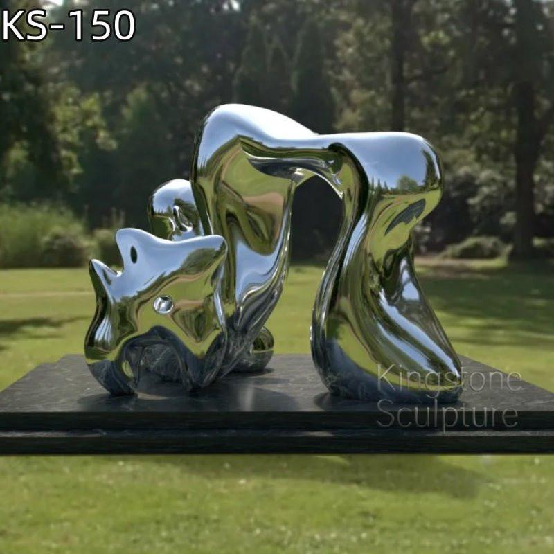 KS - 150 Modern Mirror Stainless Steel Biomorphic Abstract Garden Sculpture - Kingstone Sculpture